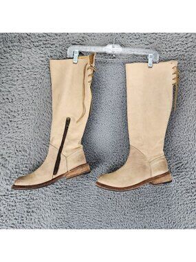 Bed Stu Shoes Womens Size 7.5 Tan Leather Manchester Knee High Boots *Read*